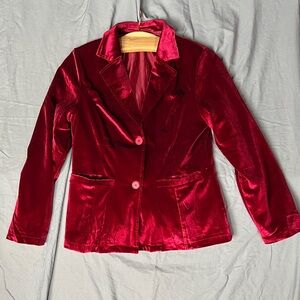 Burgundy Velvet Christmas Blazer in Rich Reddish / garnet crimson